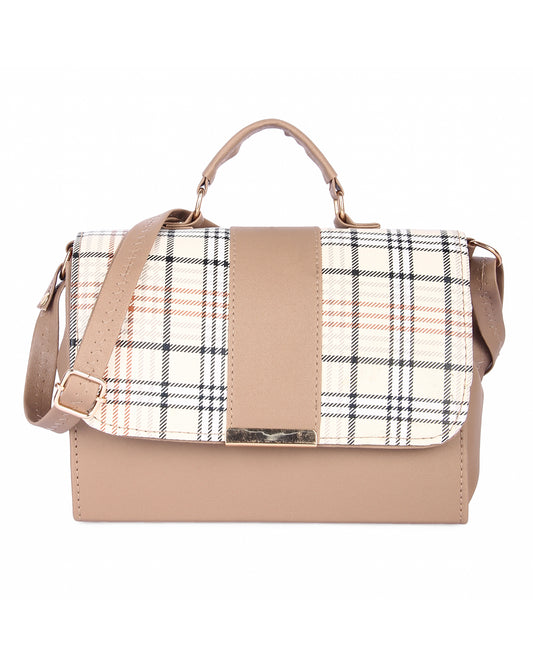 Leather Retail Beige colour Handbag sling bag for girls and women's