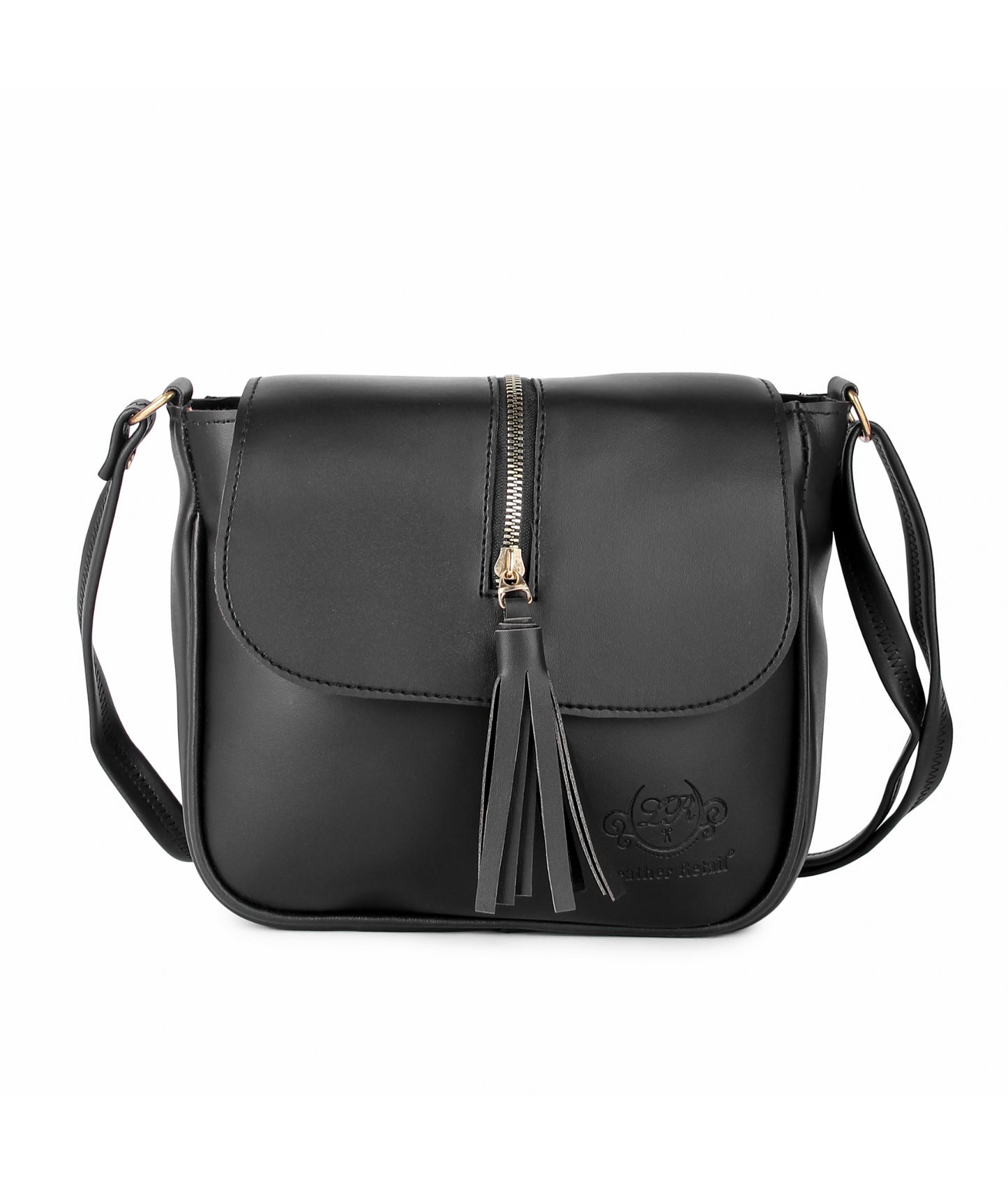 Leather Retail Women Faux Leather Shoulder Bag Black Colour