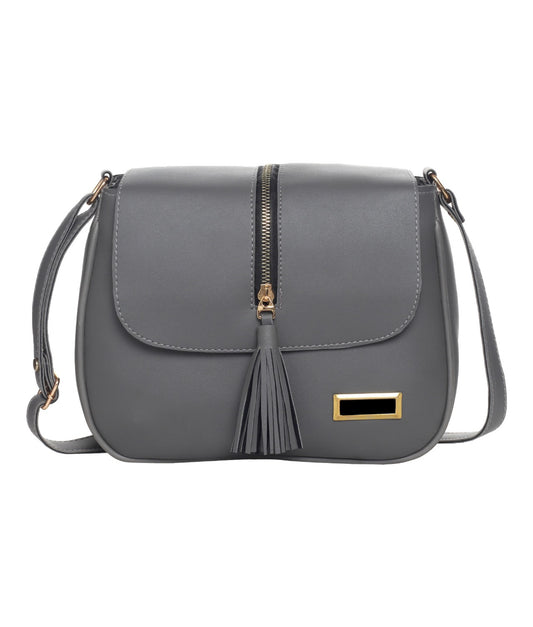 Leather Retail Women Faux Leather Shoulder Bag Grey Colour