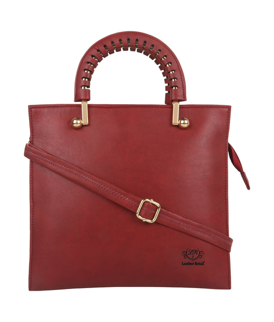 Leather Retail® Women's Faux Leather Cherry Colour Handbag