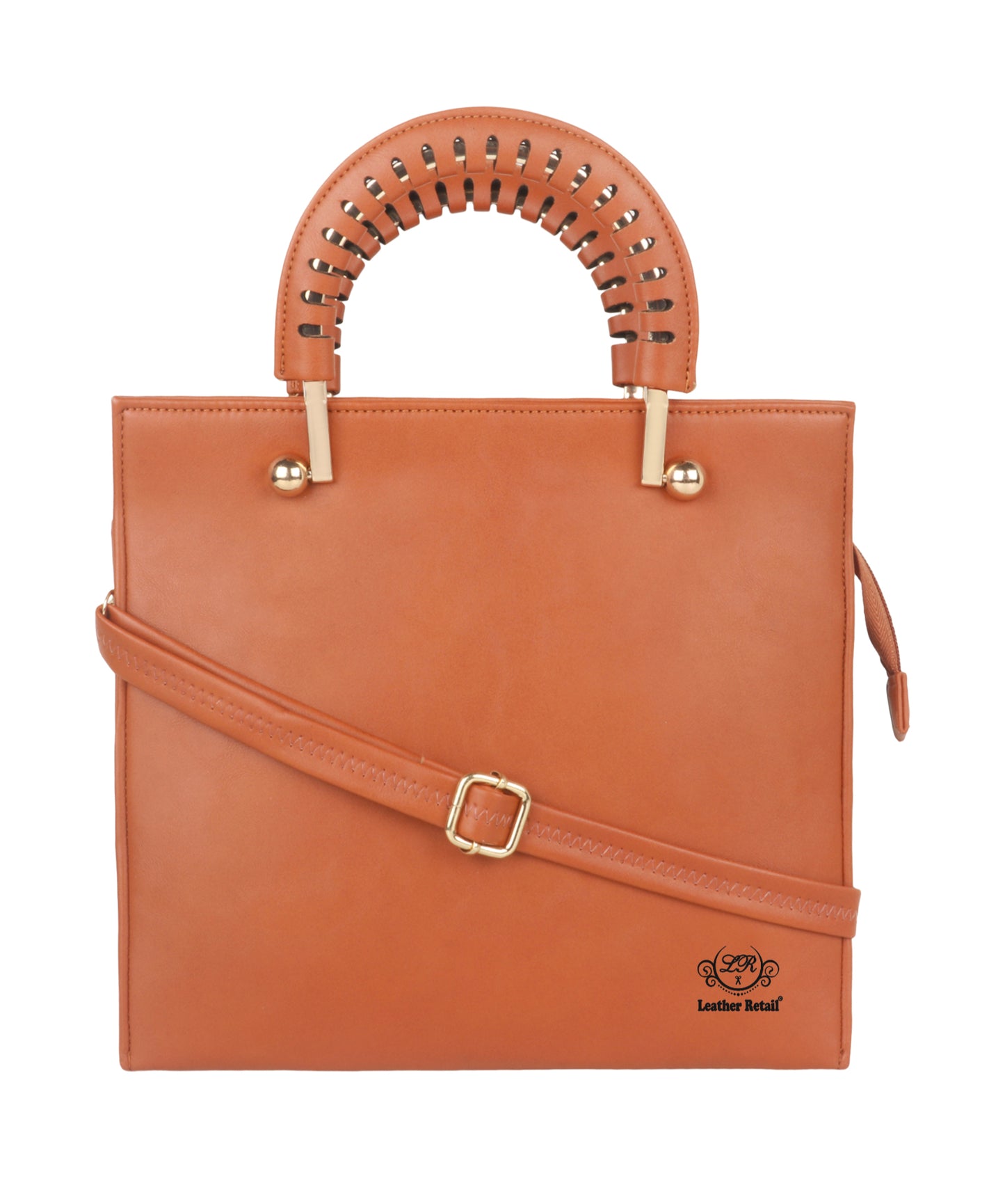 Leather Retail Women Faux Leather Handbag Tan Colour