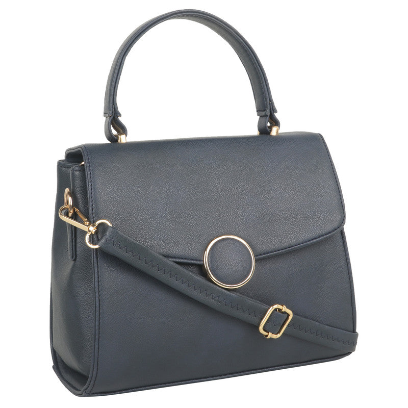 Leather Retail Women Faux Leather Handbag Blue Colour