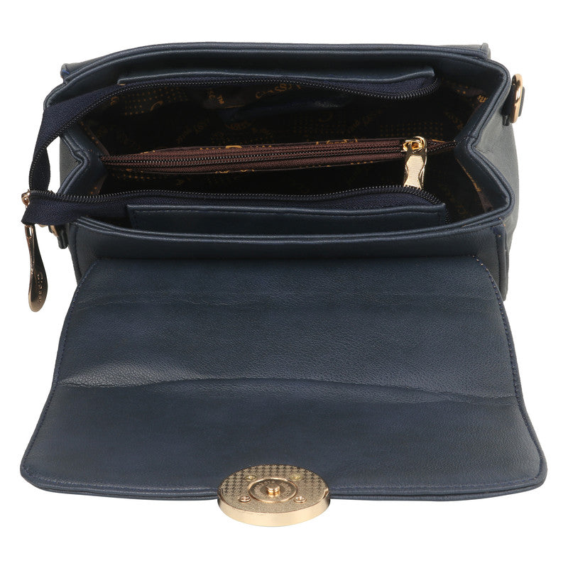 Leather Retail Women Faux Leather Handbag Blue Colour