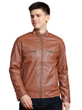 Leather Retail Brown Faux LeatherBiker Jacket for Men's ( LRBRBR )
