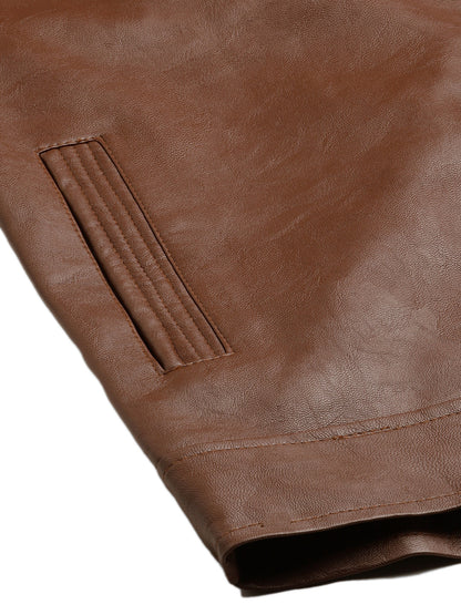 Leather Retail Brown Faux LeatherBiker Jacket for Men's(LRBRBR)