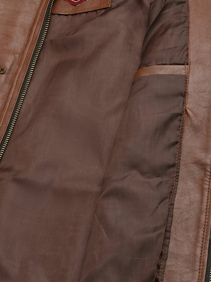 Leather Retail Brown Faux LeatherBiker Jacket for Men's(LRBRBR)