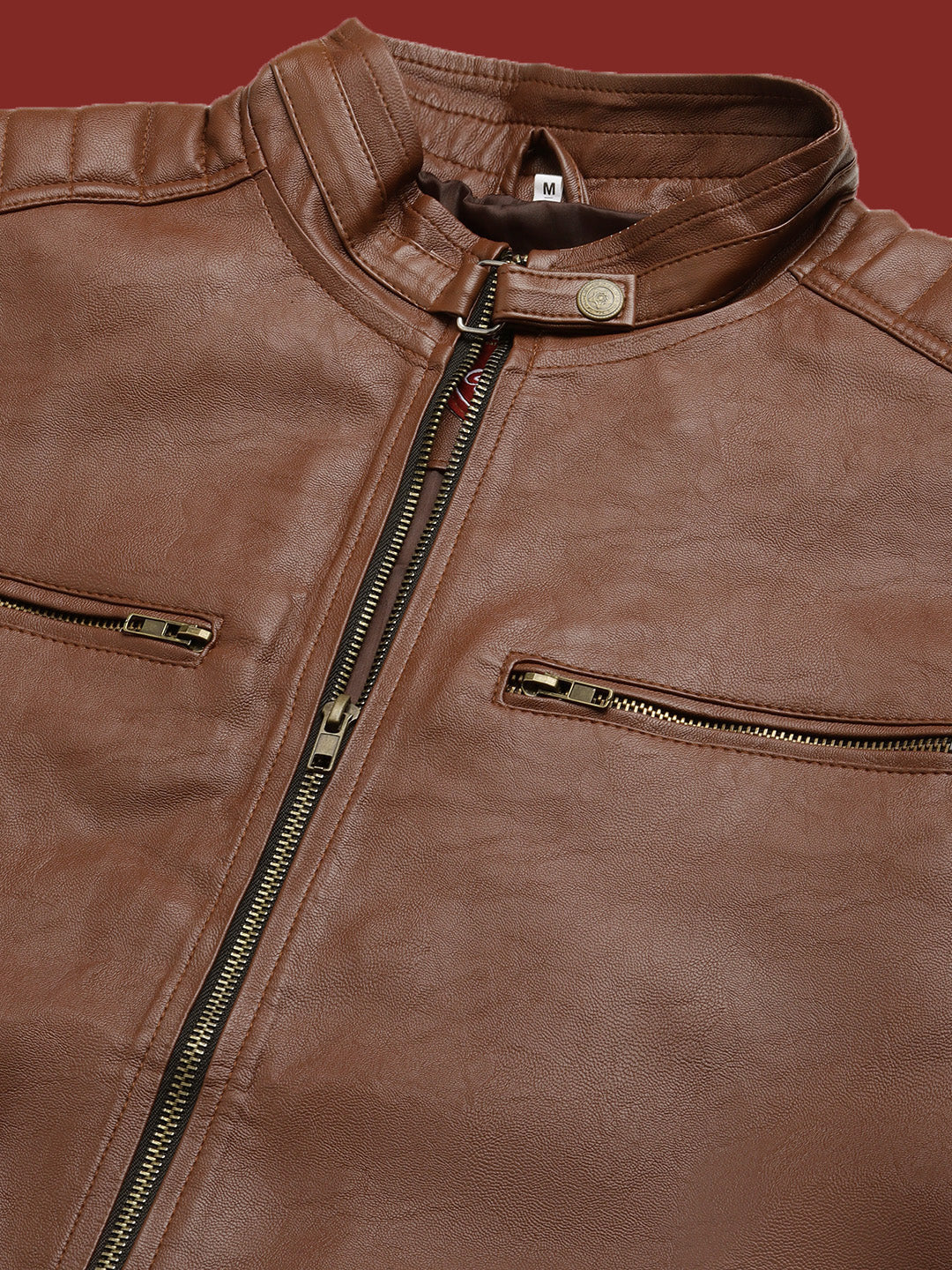 Leather Retail Brown Faux LeatherBiker Jacket for Men's(LRBRBR)