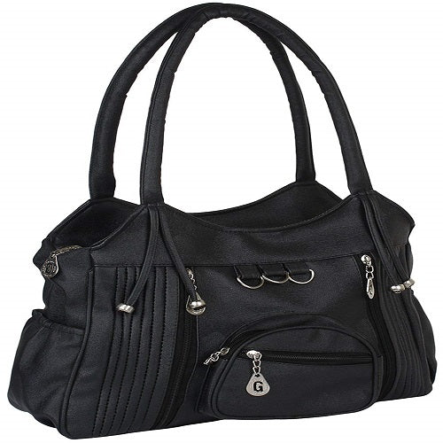 Leather Retail Women Faux Leather Handbag Black Colour