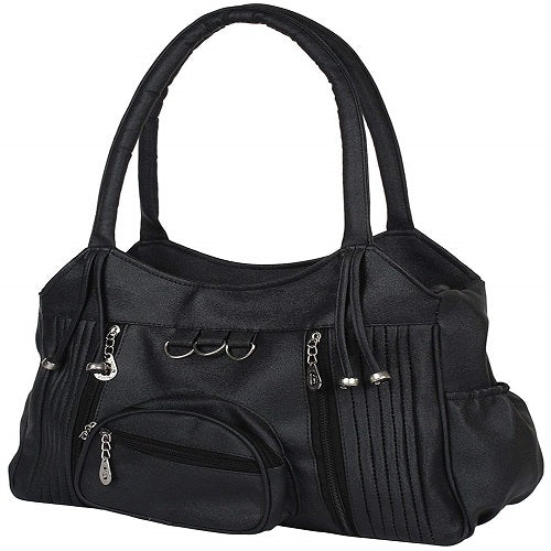 Leather Retail Women Faux Leather Handbag Black Colour