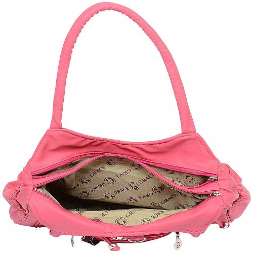 Leather Retail® Women's Faux Leather Handbag Pink Colour