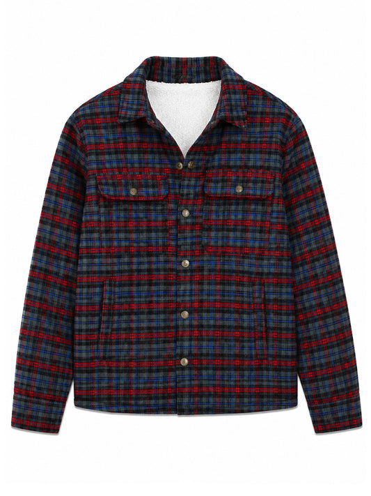Leather Retail Vibrant Red and Blue Check Multicoloured Tweed Jacket