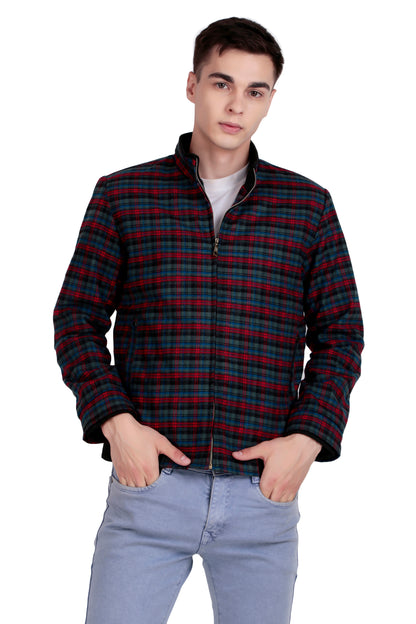 Leather Retail Classic Plaid Zip-Up Multicoloured Tweed Jacket for Modern Style ( LRCHECKTD1H )