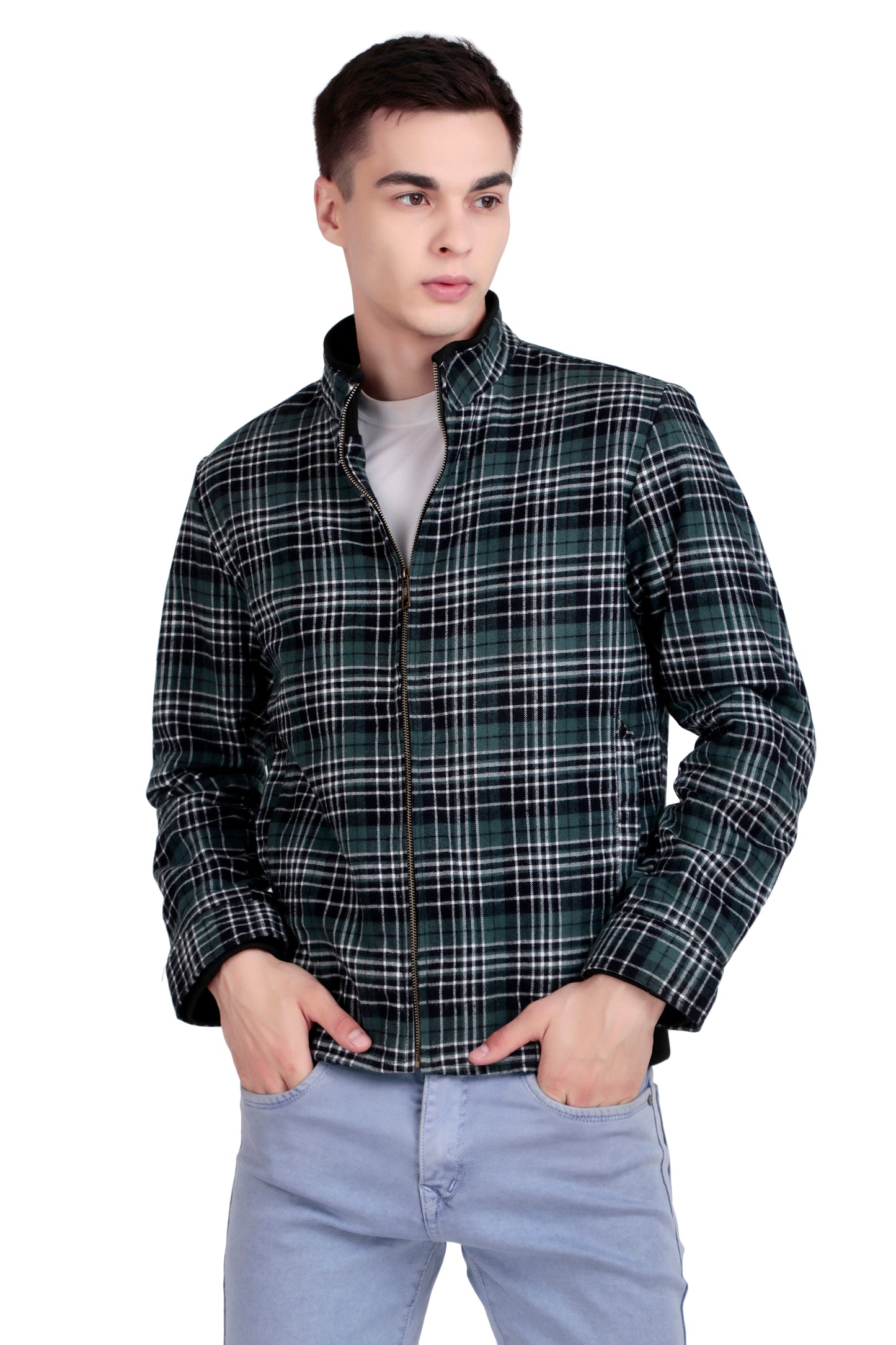 Leather Retail Stylish Green Plaid Multicoloured Tweed Jacket for Modern Men ( LRCHECKTD1I )