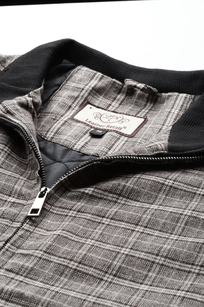 Leather Retail Coffee-White Checkered Multicolor Tweed Jacket ( LRCHECKTD1J )