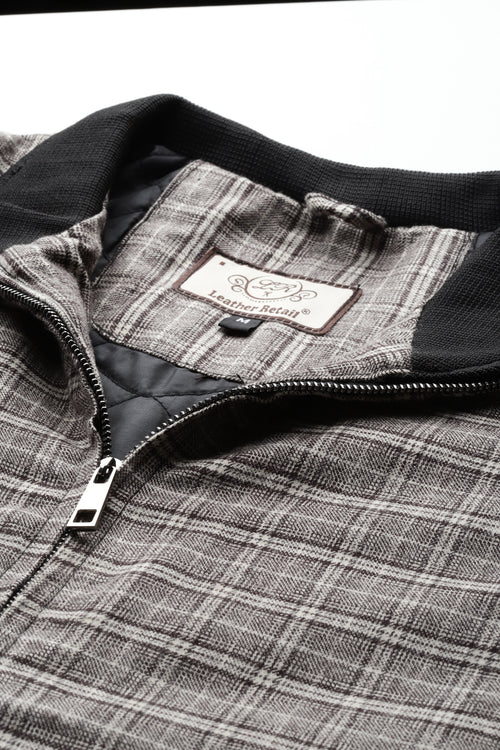 Leather Retail Coffee-White Checkered Multicolor Tweed Jacket ( LRCHECKTD1J )