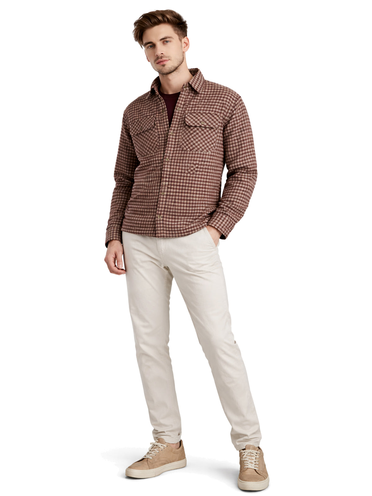 Leather Retail Elegant Brown Check Multicoloured Tweed Jacket