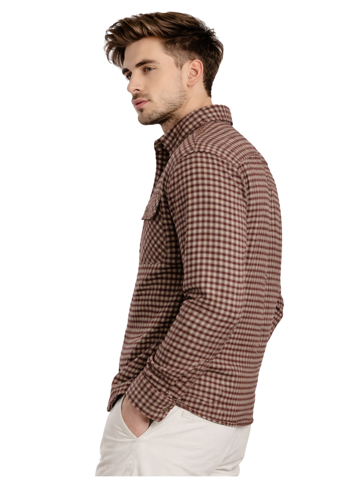 Leather Retail Elegant Brown Check Multicoloured Tweed Jacket