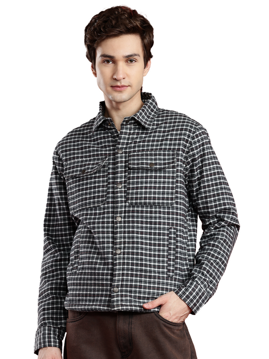 Leather Retail Stylish Black and White Checked Multicoloured Tweed Jacket