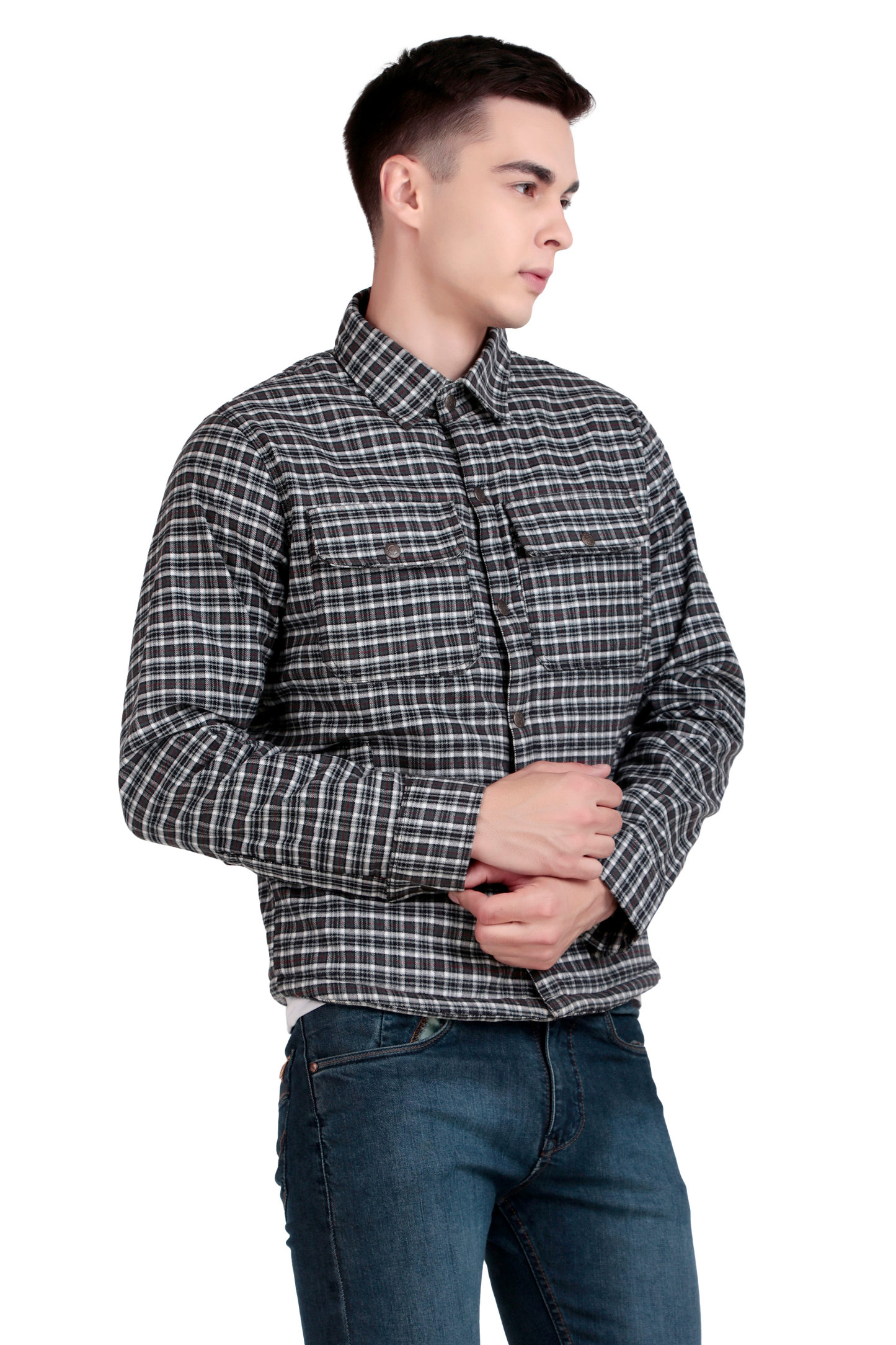 Leather Retail Stylish Black and White Checked Multicoloured Tweed Jacket ( LRCHECKTD2D )