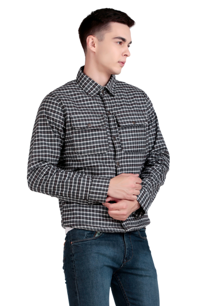 Leather Retail Stylish Black and White Checked Multicoloured Tweed Jacket ( LRCHECKTD2D )