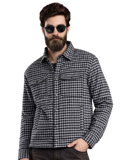 Leather Retail Stylish Black and White Checked Multicoloured Tweed Jacket