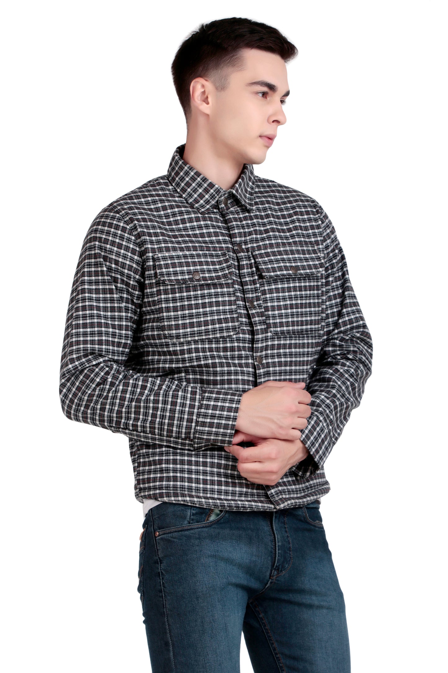 Leather Retail Stylish Black and White Checked Multicoloured Tweed Jacket ( LRCHECKTD2D )
