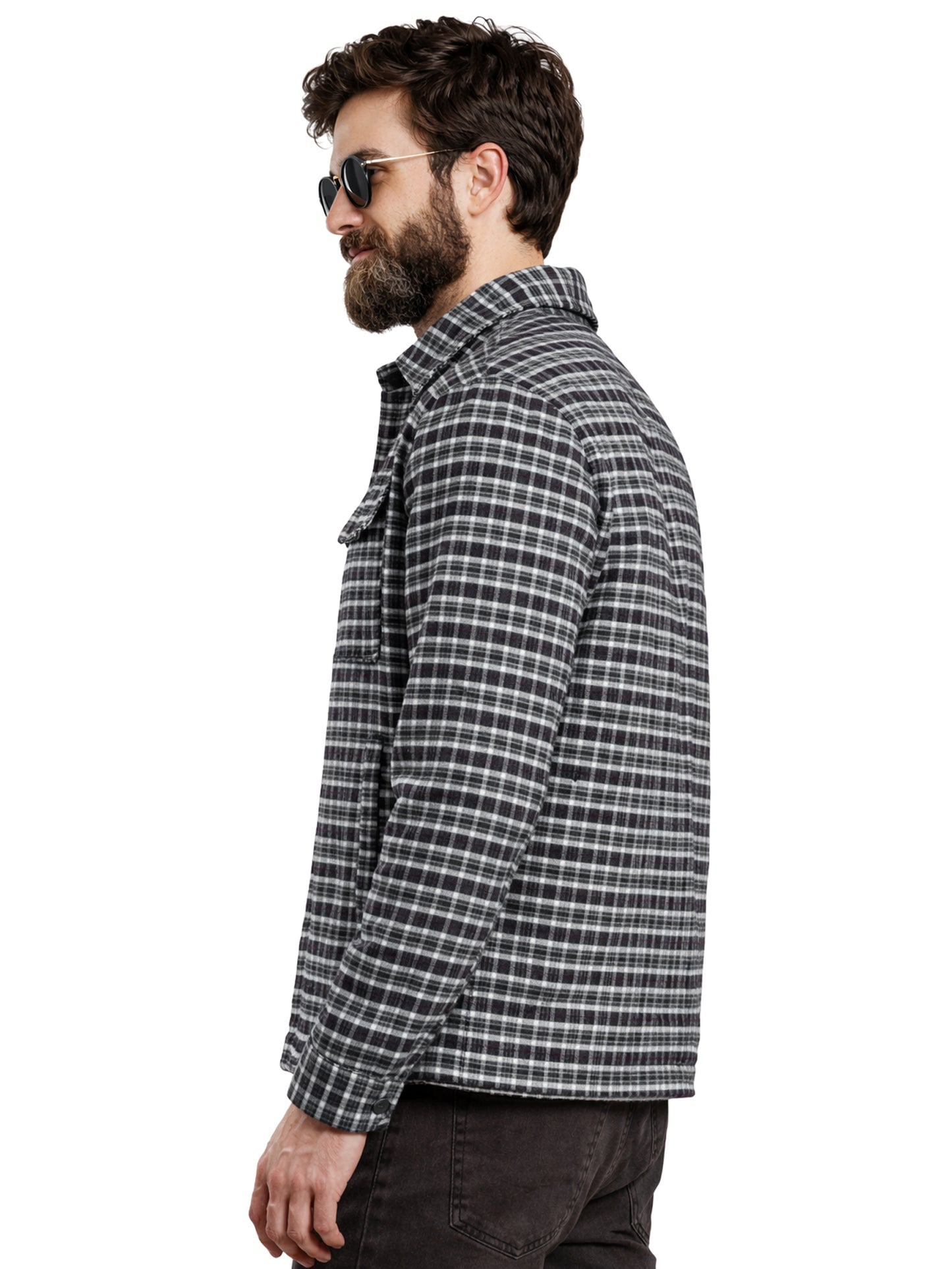 Leather Retail Stylish Black and White Checked Multicoloured Tweed Jacket