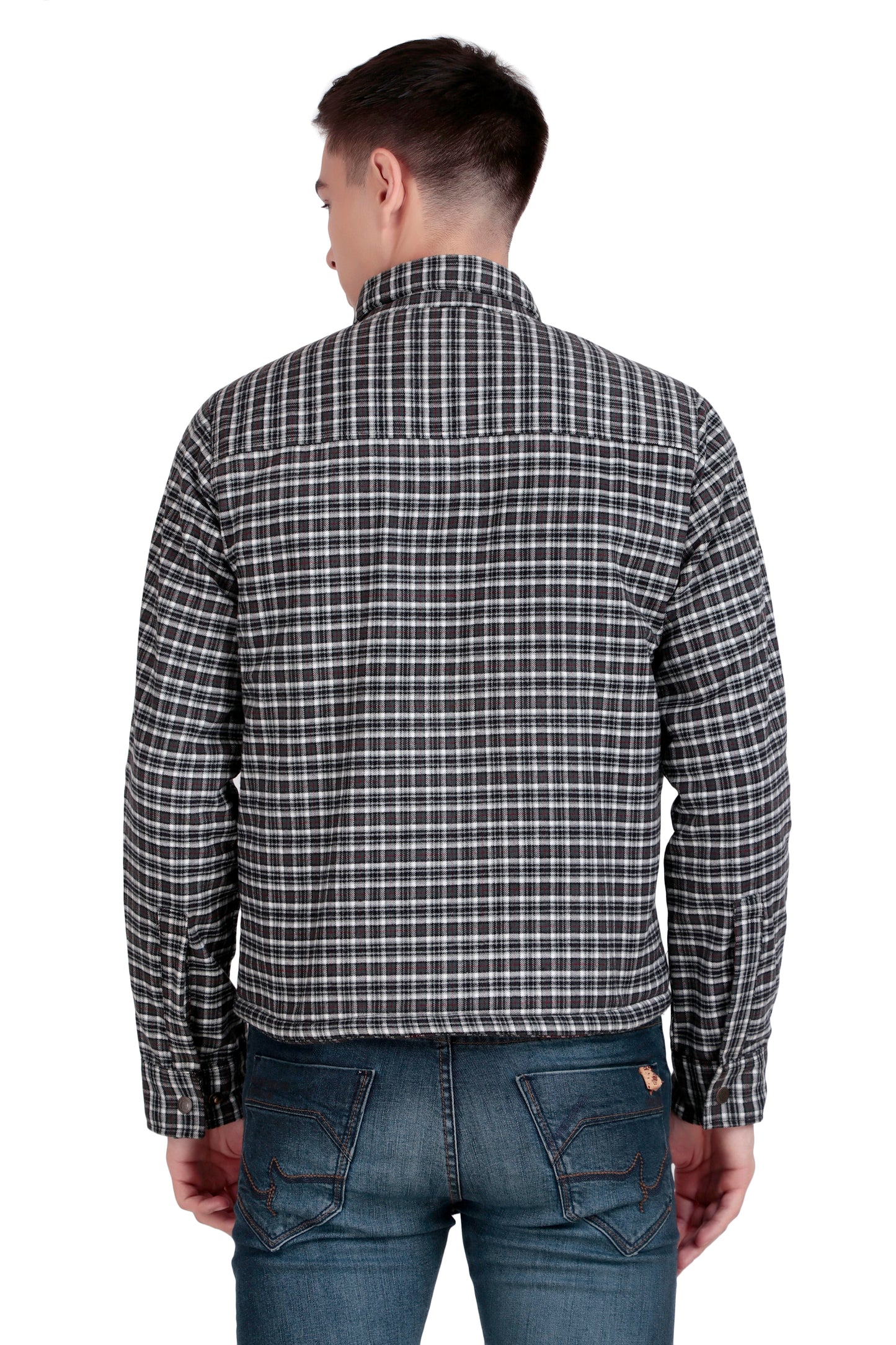 Leather Retail Stylish Black and White Checked Multicoloured Tweed Jacket ( LRCHECKTD2D )