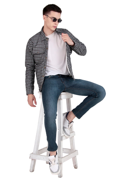 Leather Retail Stylish Black and White Checked Multicoloured Tweed Jacket ( LRCHECKTD2D )