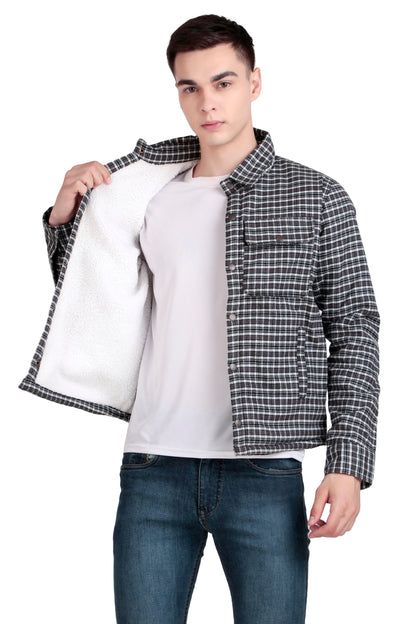 Leather Retail Stylish Black and White Checked Multicoloured Tweed Jacket ( LRCHECKTD2D )