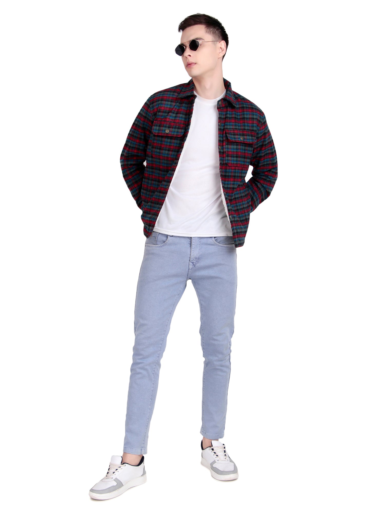 Leather Retail Vibrant Red and Blue Check Multicoloured Tweed Jacket ( LRCHECKTD2H )