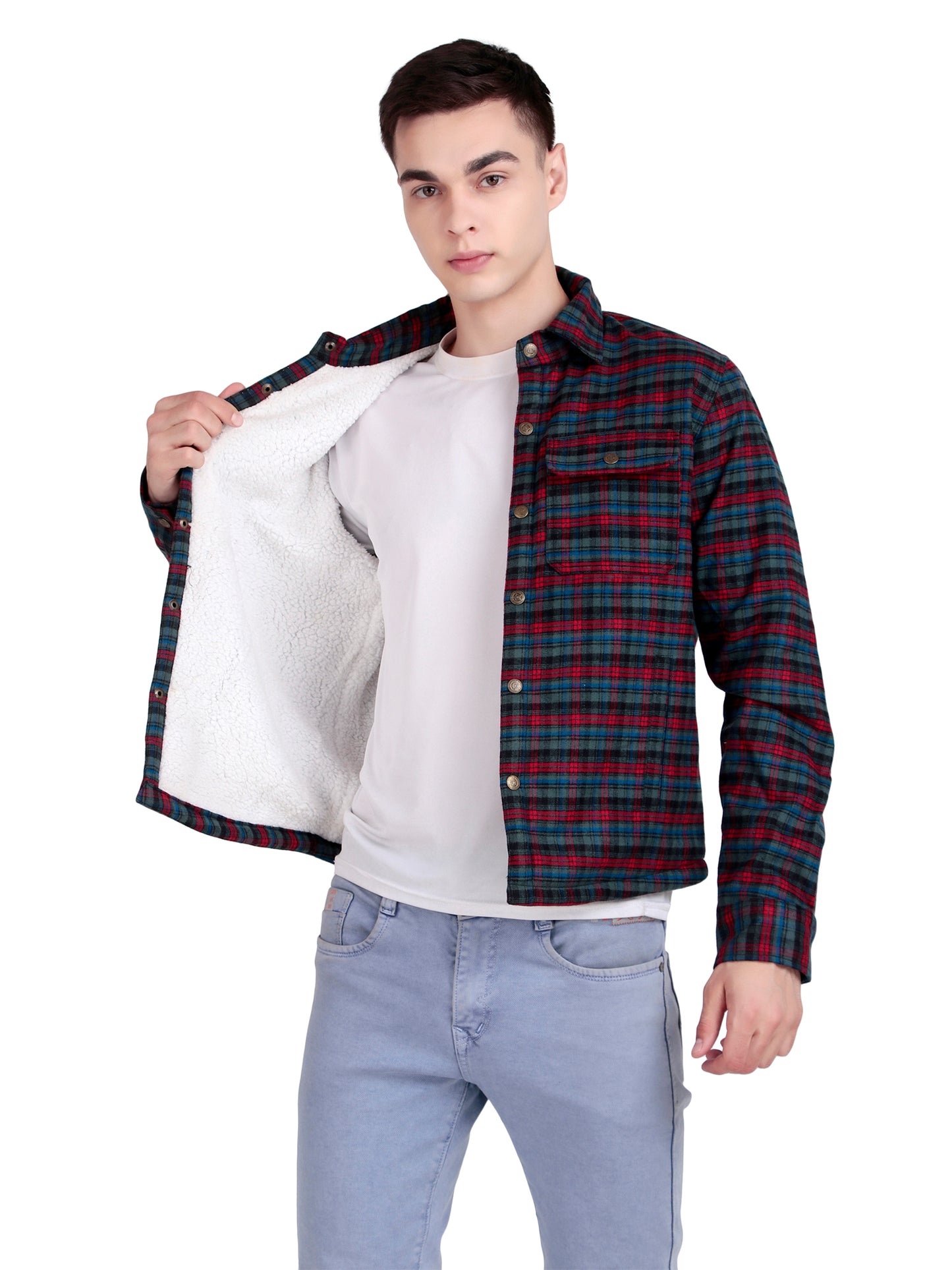 Leather Retail Vibrant Red and Blue Check Multicoloured Tweed Jacket ( LRCHECKTD2H )