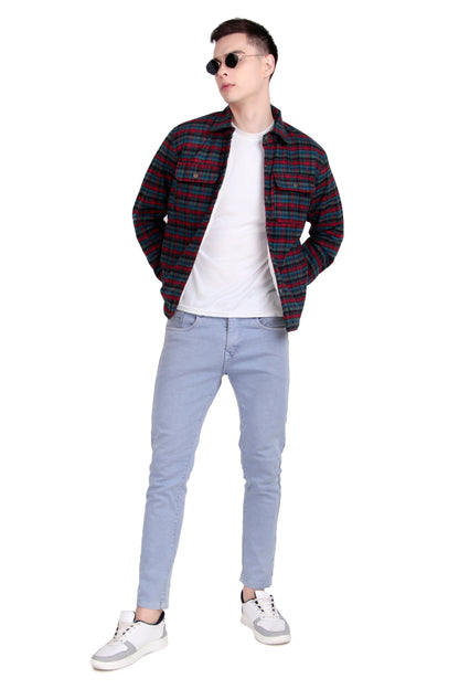 Leather Retail Vibrant Red and Blue Check Multicoloured Tweed Jacket ( LRCHECKTD2H )