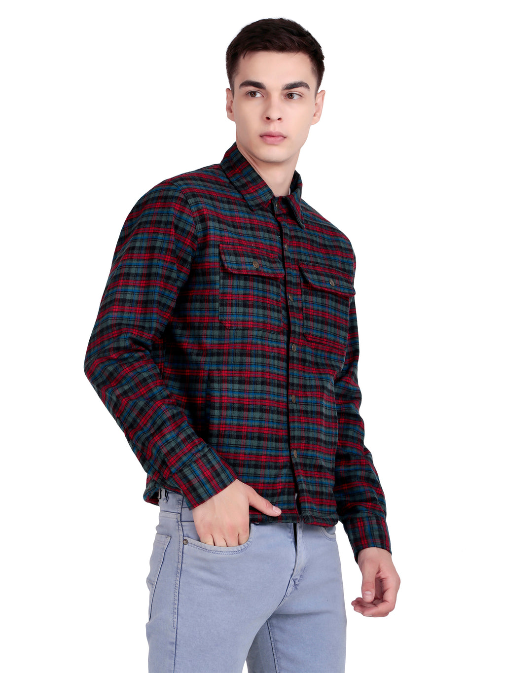 Leather Retail Vibrant Red and Blue Check Multicoloured Tweed Jacket ( LRCHECKTD2H )
