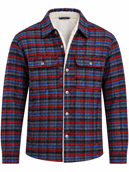 Leather Retail Vibrant Red and Blue Check Multicoloured Tweed Jacket