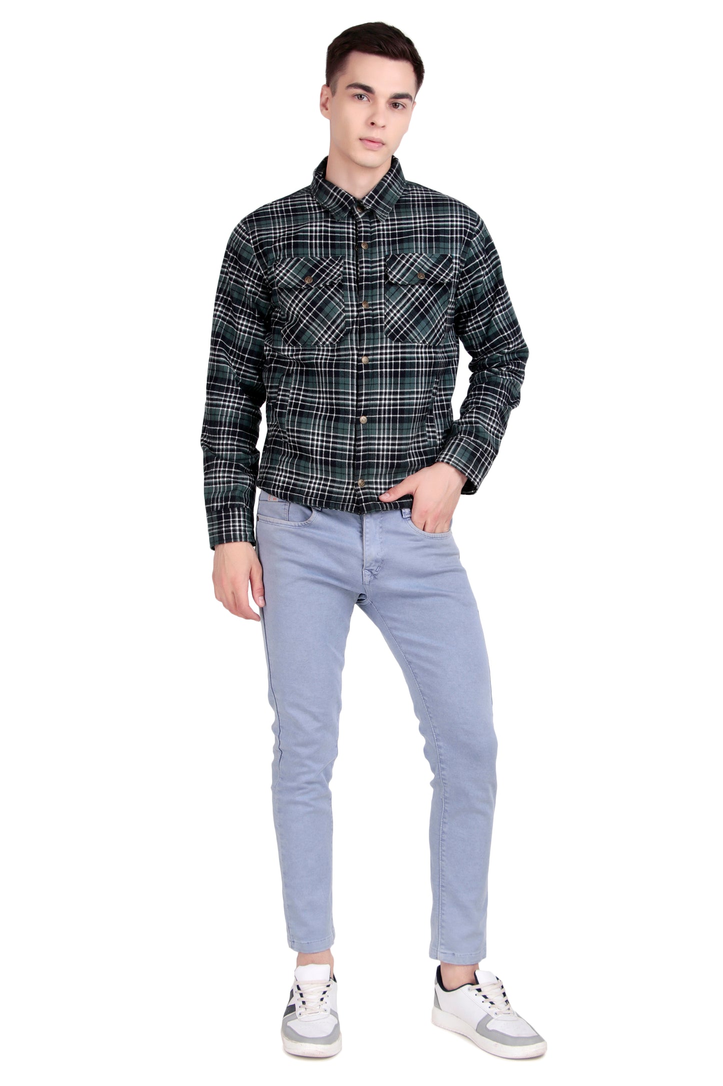 Leather Retail Stylish Green Plaid Multicoloured Tweed Jacket ( LRCHECKTD2I )