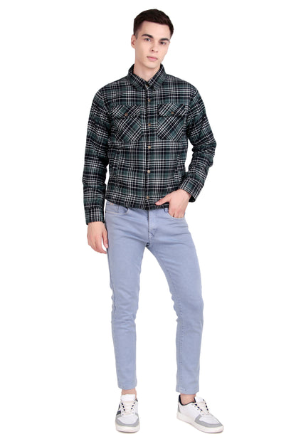 Leather Retail Stylish Green Plaid Multicoloured Tweed Jacket ( LRCHECKTD2I )