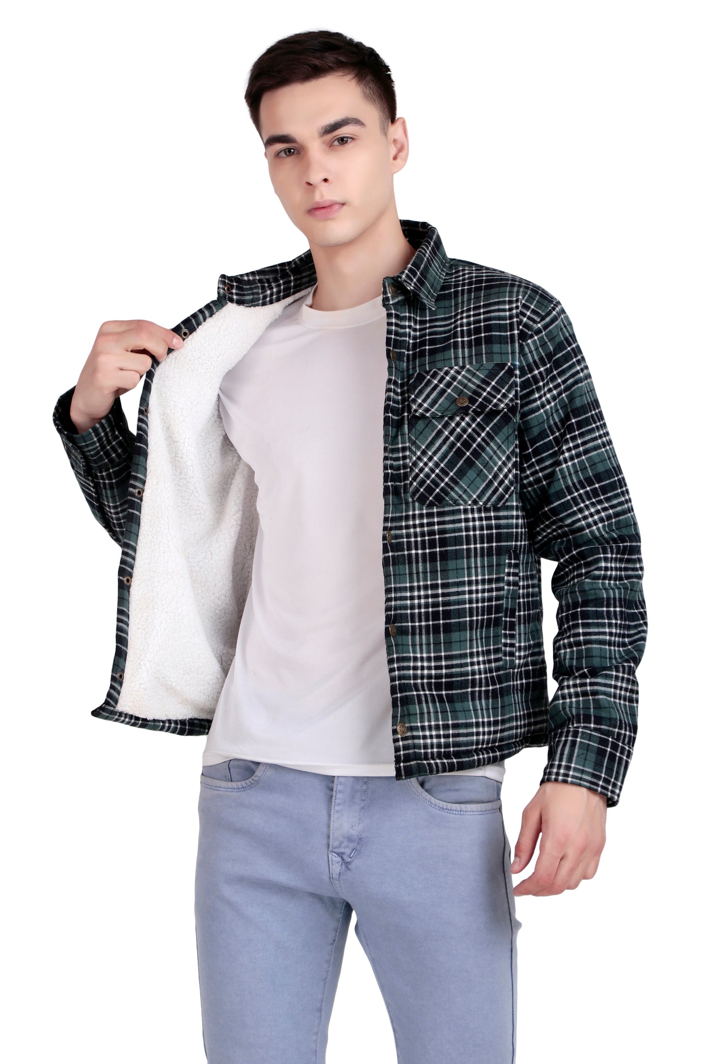 Leather Retail Stylish Green Plaid Multicoloured Tweed Jacket ( LRCHECKTD2I )