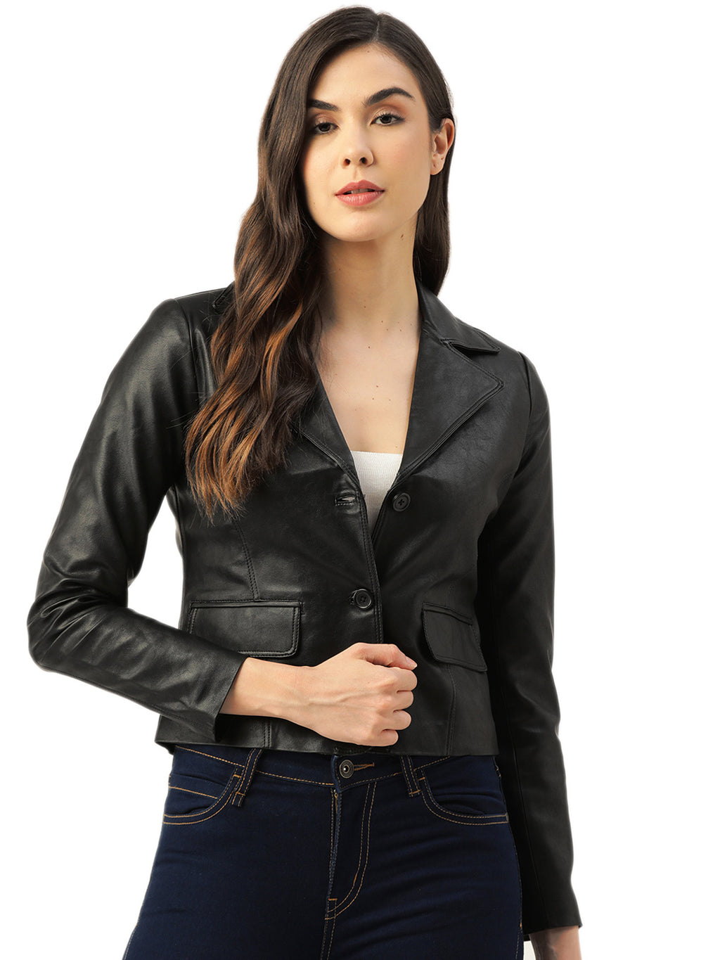 Leather Retail® Faux Leather Jacket For Women's ( LRCOBL )