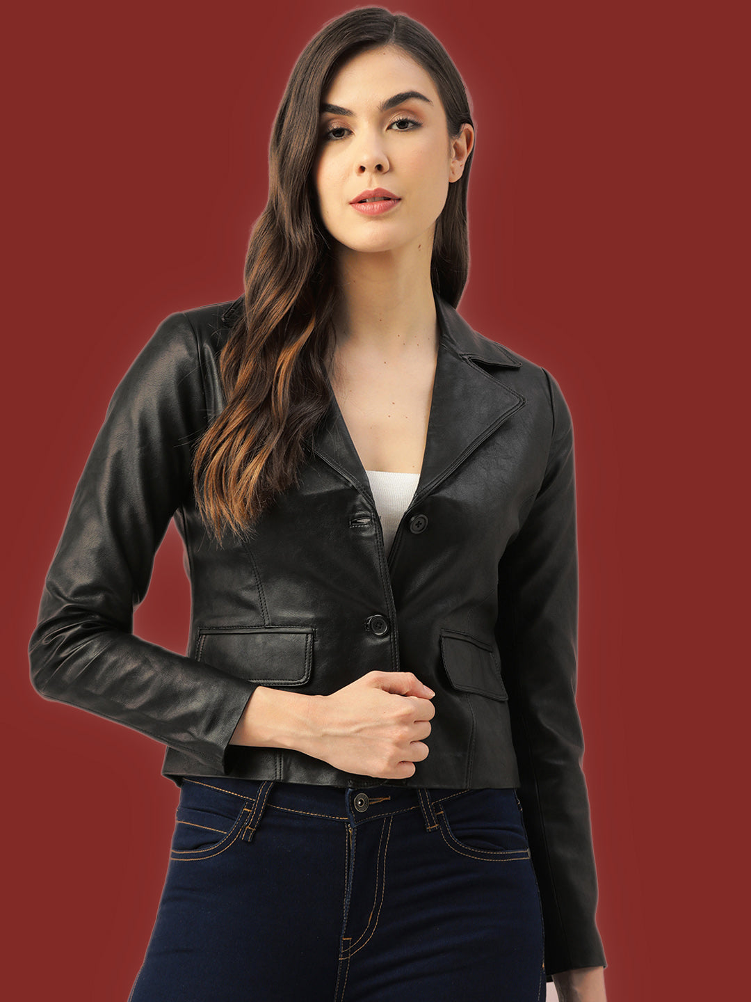 Leather Retail® Faux Leather Jacket For Women's (LRCOBL)