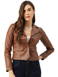 Leather Retail® Faux Leather Jacket for Women's ( LRCOBR )