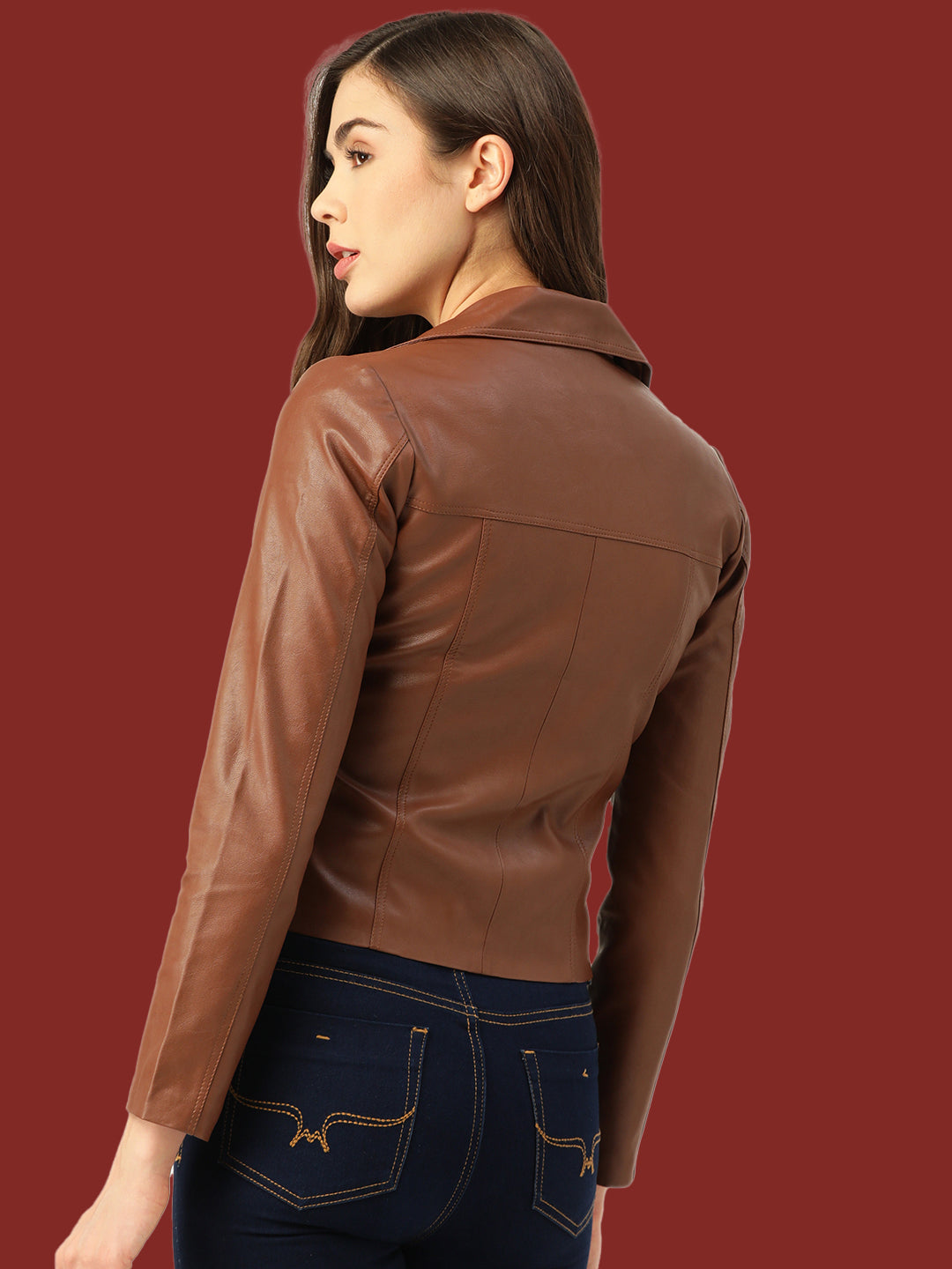 Leather Retail® Faux Leather Jacket for Women's (LRCOBR)