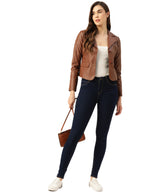 Leather Retail® Faux Leather Jacket for Women's ( LRCOBR )