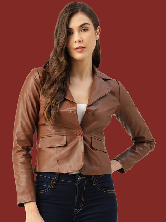 Leather Retail® Faux Leather Jacket for Women's (LRCOBR)