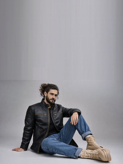 Leather Retail Men's Faux Leather Standard Length Jacket