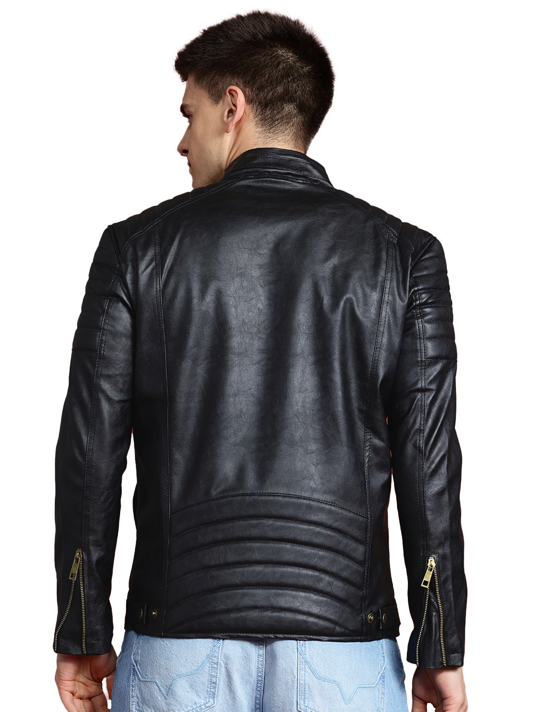 Leather Retail Men's Faux Leather Standard Length Jacket(LRDEBL)