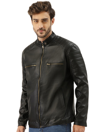 Leather Retail Men's Faux Leather Standard Length Jacket