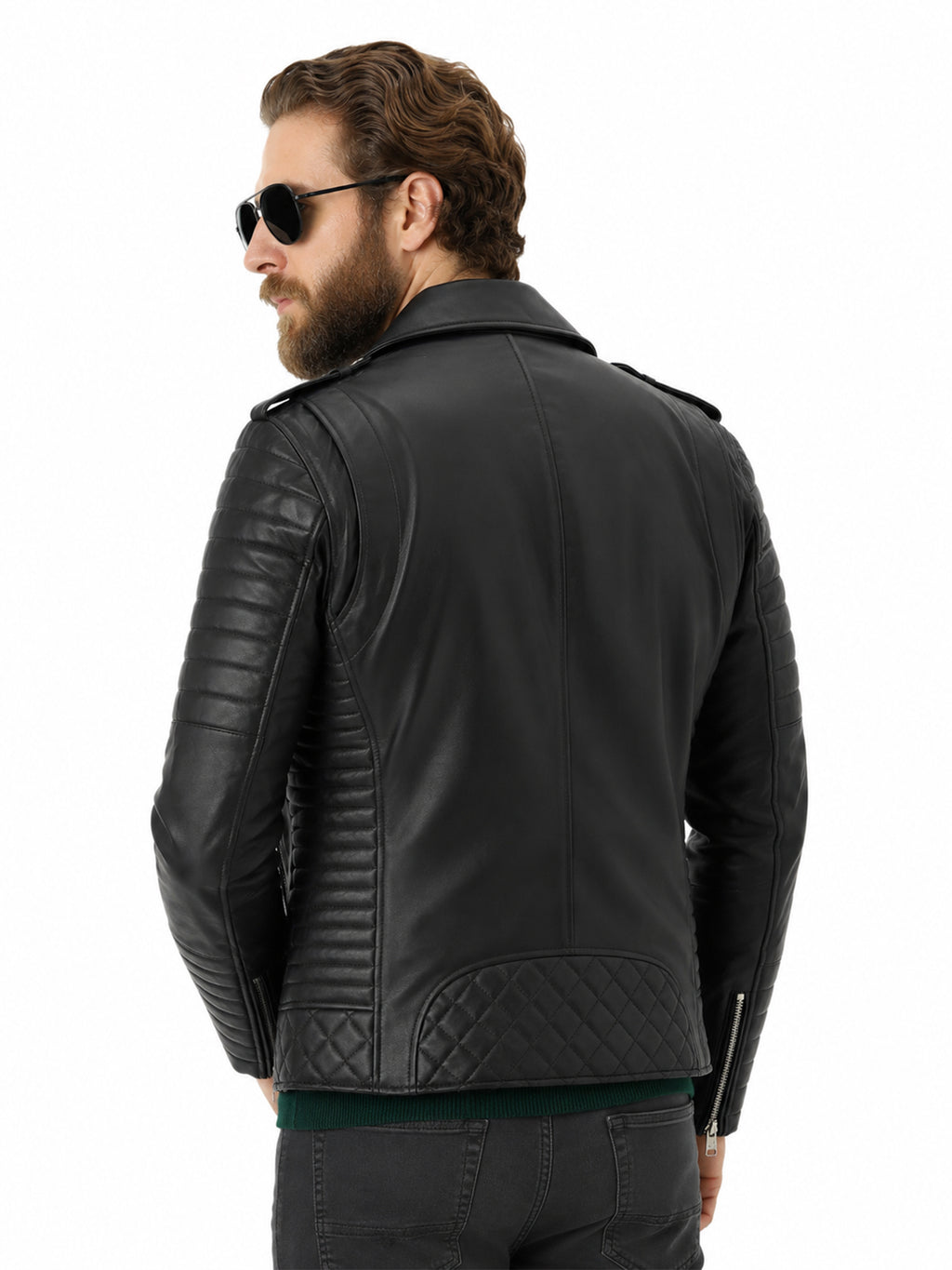 Leather Retail® Men's Faux Leather Motorcycle Fashion Biker Style ( LRAIM30BL )