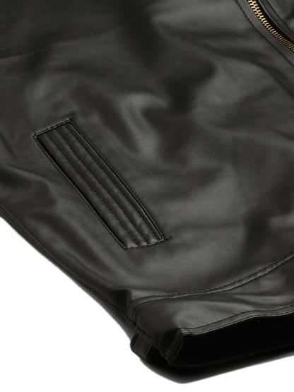 Leather Retail Men's Faux Leather Standard Length Jacket(LRDEBL)