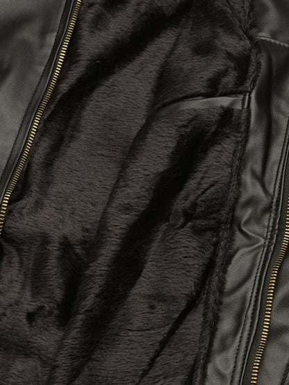 Leather Retail Men's Faux Leather Standard Length Jacket(LRDEBL)